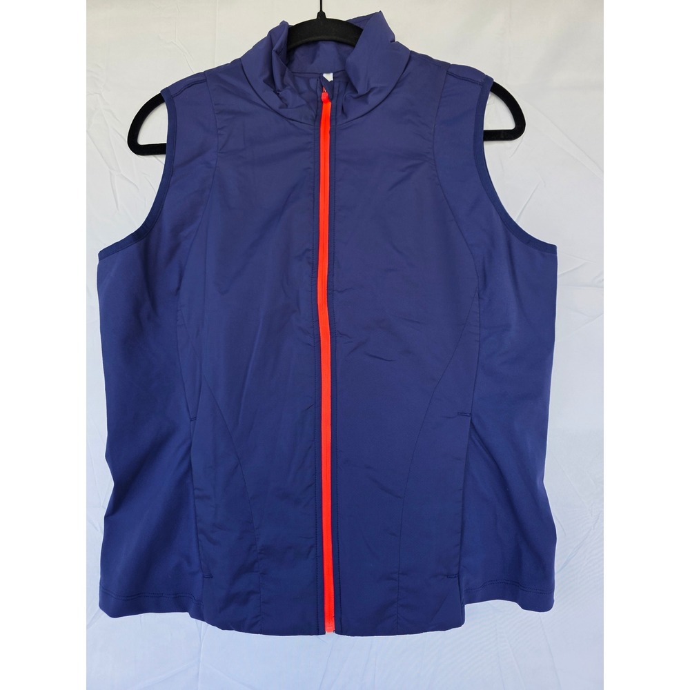 Lucky in Love Tech Performance Vest Navy Blue Neon Orange Zip Womens Medium - Picture 5 of 9